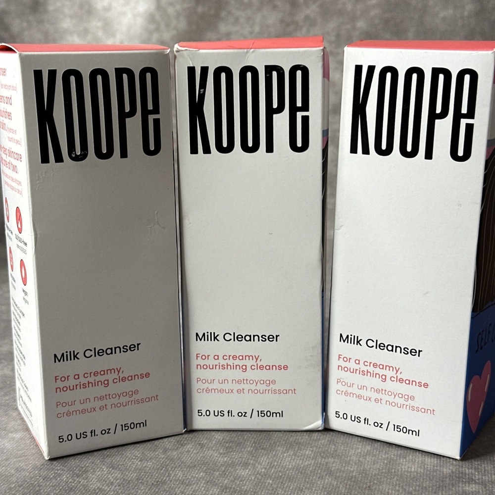 Lot of 3 Koope Face Cleansers 5oz Each - 2 Gel & 1 Milk Hydrating Skin Care